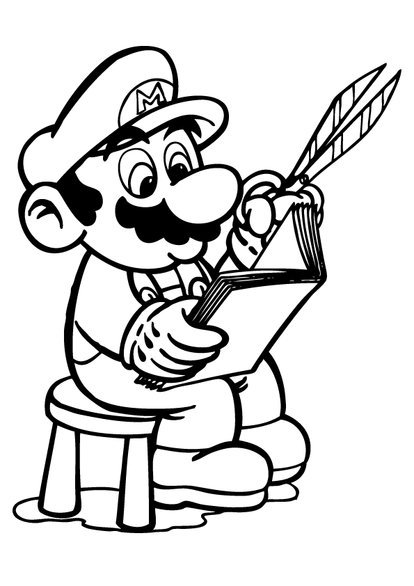Mario is reading a book